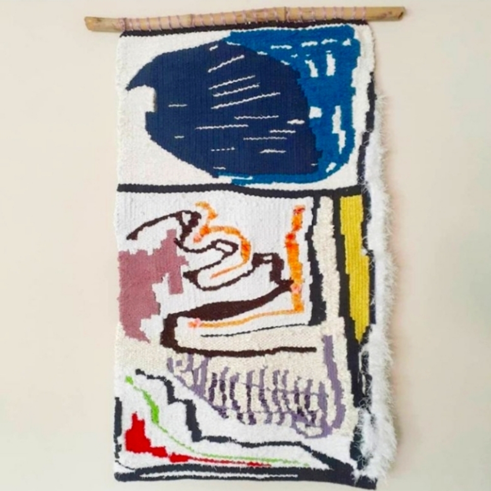 Large Abstract woven wall tapestry - cartoon weaving
